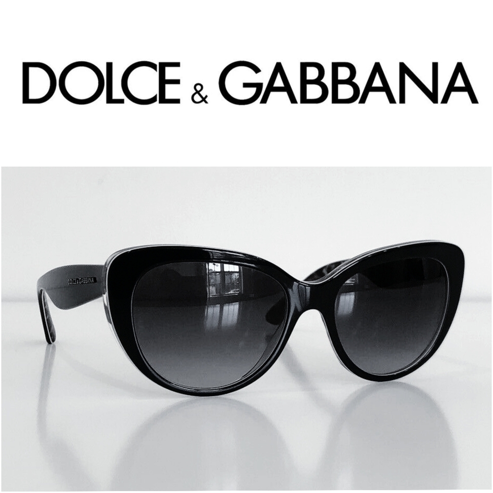 SOLD Dolce & Gabbana Black Oversized Cat Eye Sunglasses DG 4189 Retro Celebrity - Picture 1 of 13